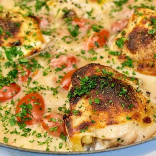 chicken thigh dinner idea, crsipy buttermilk-brined chicken