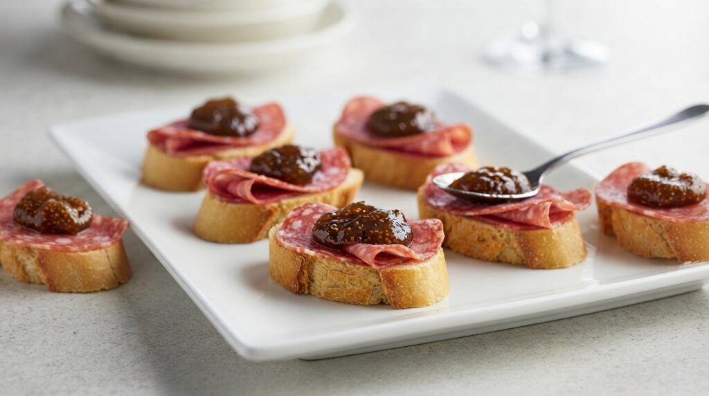 crostini with fig jam for grazing board