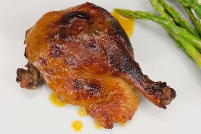 beautifully plated orange duck or duck à l’orange
