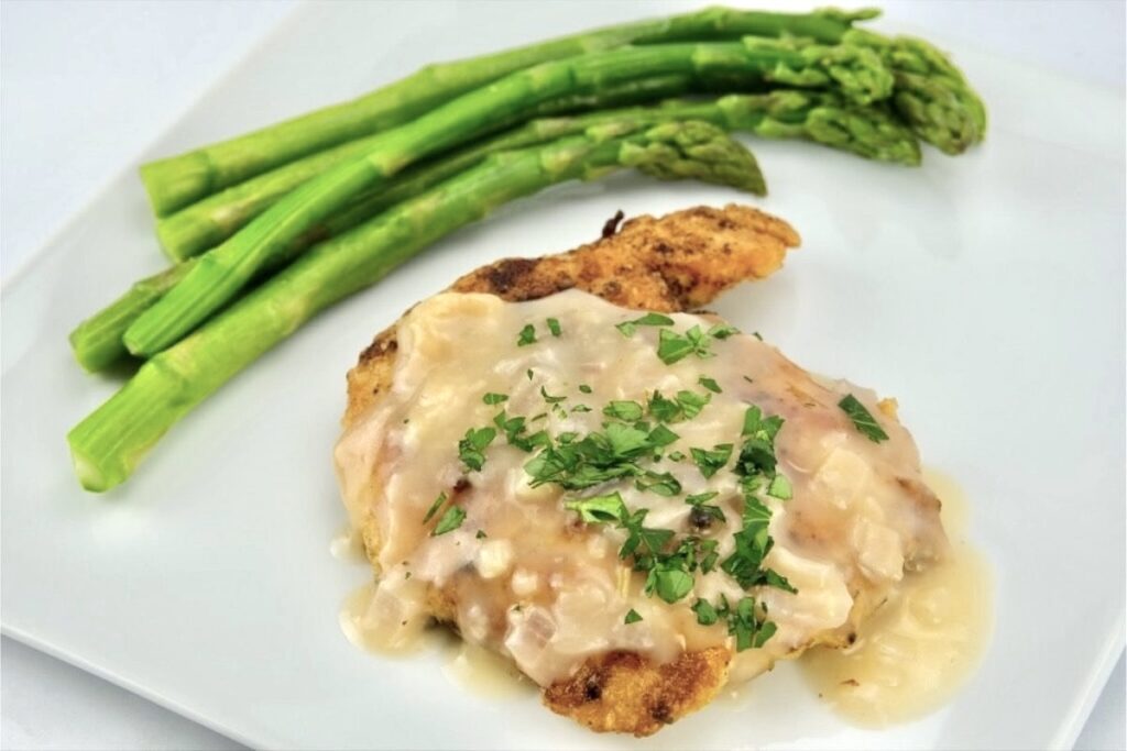 Chicken Paillards in wine sauce