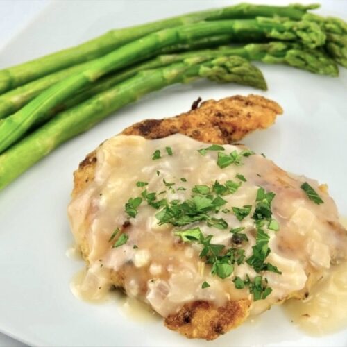 Chicken Paillards in wine sauce