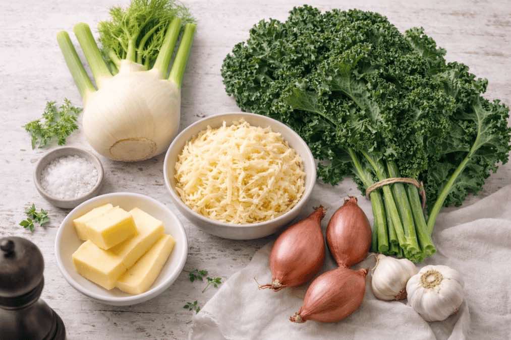 fennel, shallot, and chard gratin