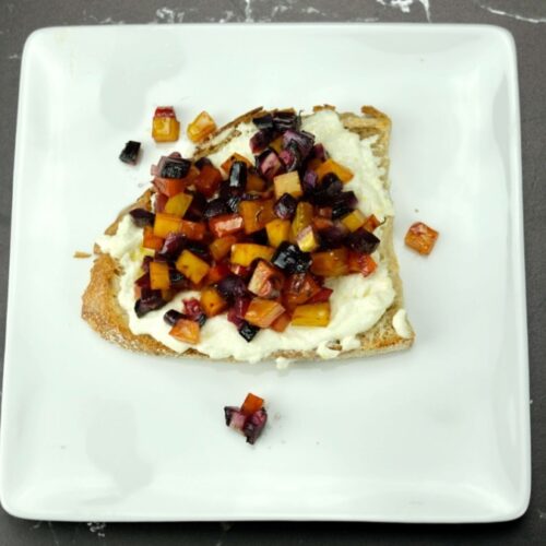 Goat Cheese Toasts with Roasted Root Vegetables