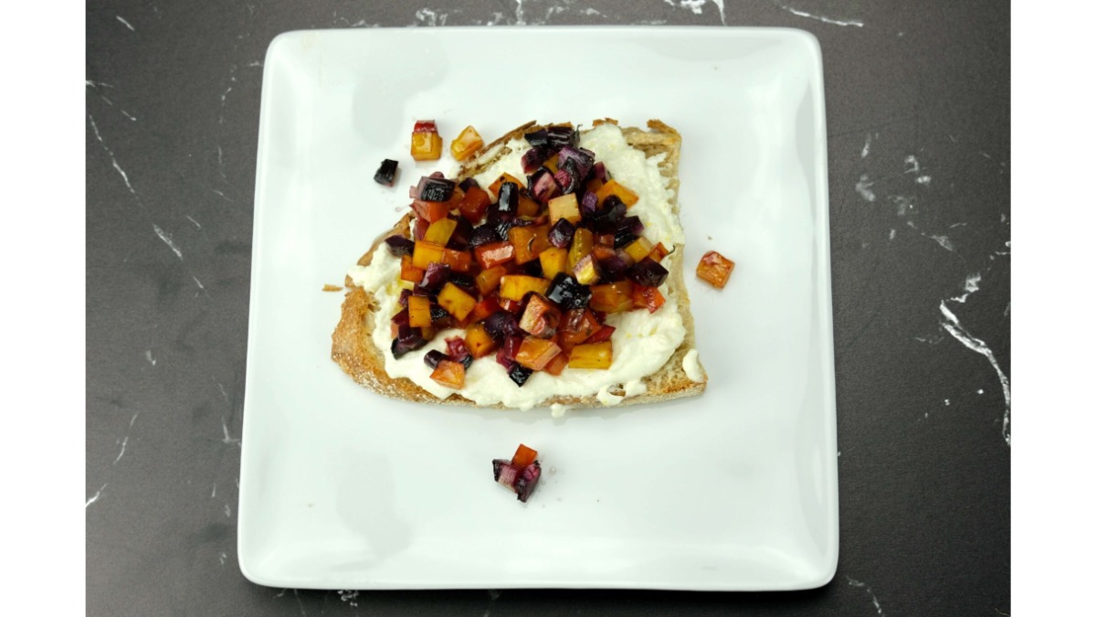 Goat Cheese Toasts with Roasted Root Vegetables