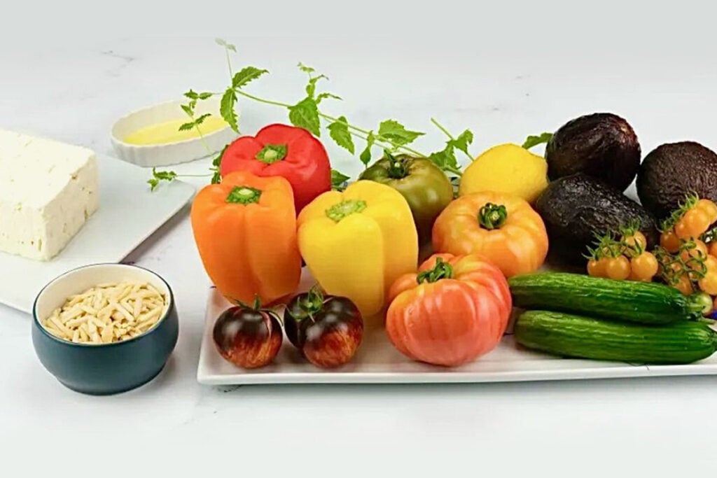 Ingredients for the Israeli salad recipe