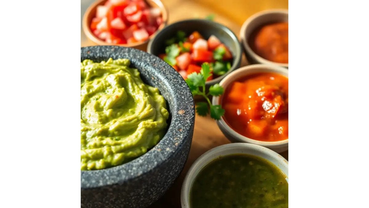 Homemade guacamole and salsas