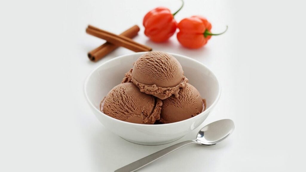 spicy ice cream with chocolate and habanero