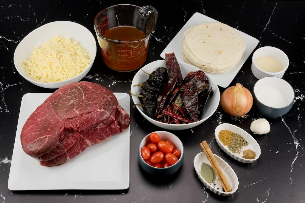ingredients for the birria enchiladas recipe