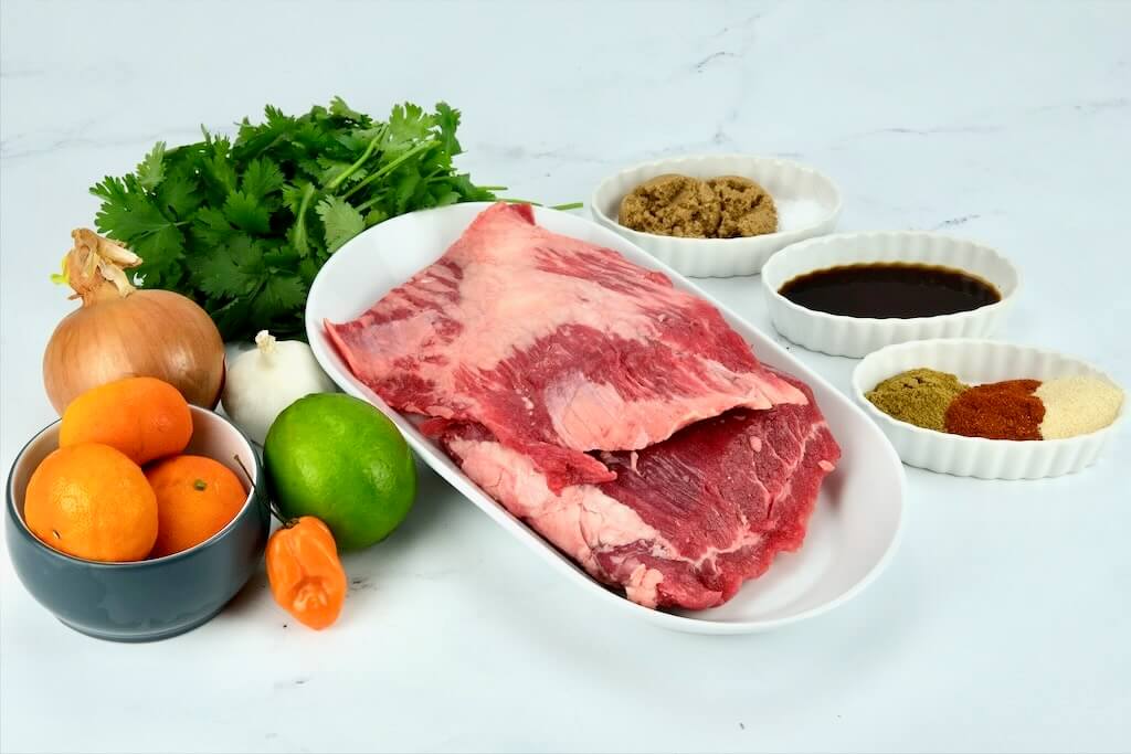 ingredients for the carne asada tacos recipe
