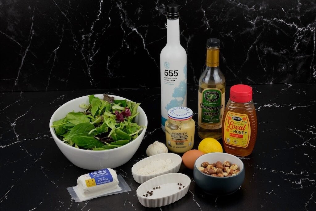 ingredients for warm chevre salad