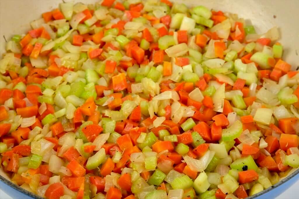 homemade chicken pie mirepoix