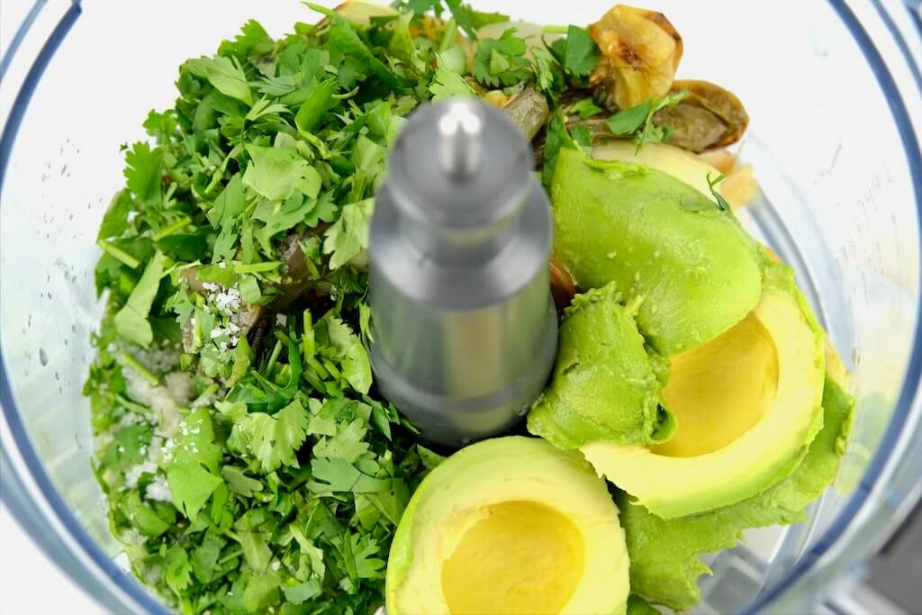 ingrdients for the avocado salsa to acompany the carne asada tacos recipe