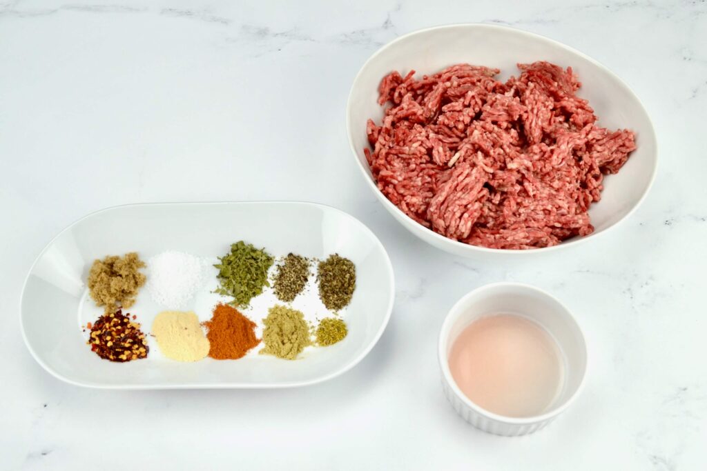 ingredients for sweet and hot Italian sausage