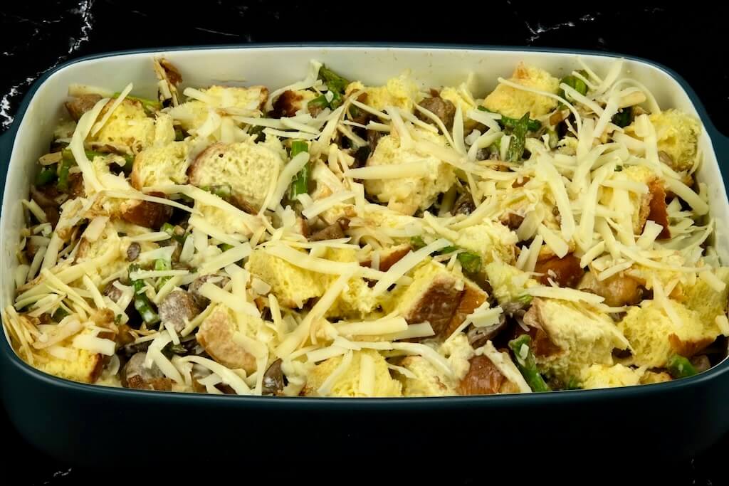 brunch bread pudding ready for baking