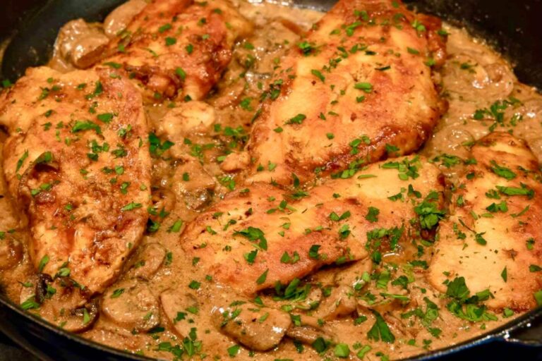 one-pan easy chicken marsala dish