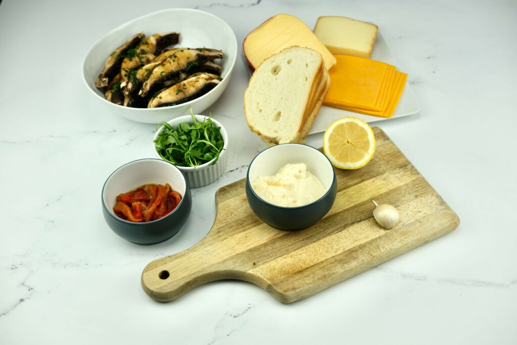 ingredients for Smoky Portobello Grilled Cheese Sandwich