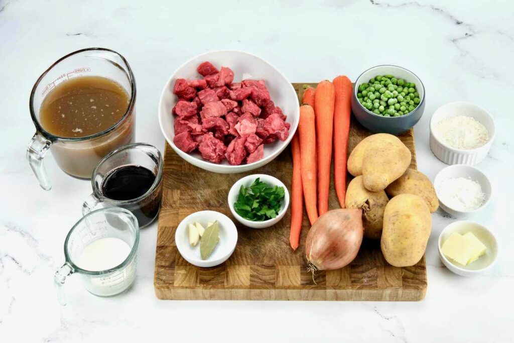 ingredients for beef and red wine slow cooker stew
