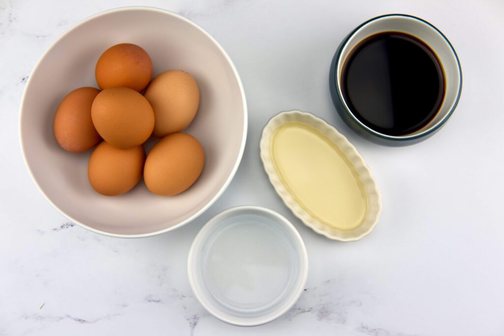 ingredients for making soy egggs to go with the homemade ramen recipe