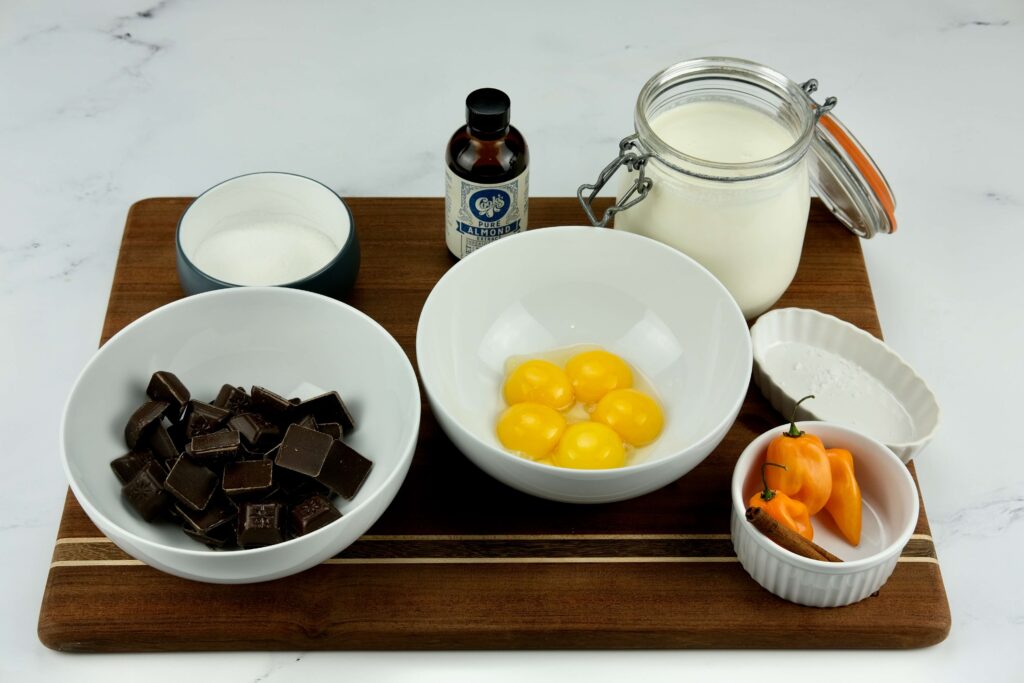 ingredients for spicy ice cream or habanero ice cream