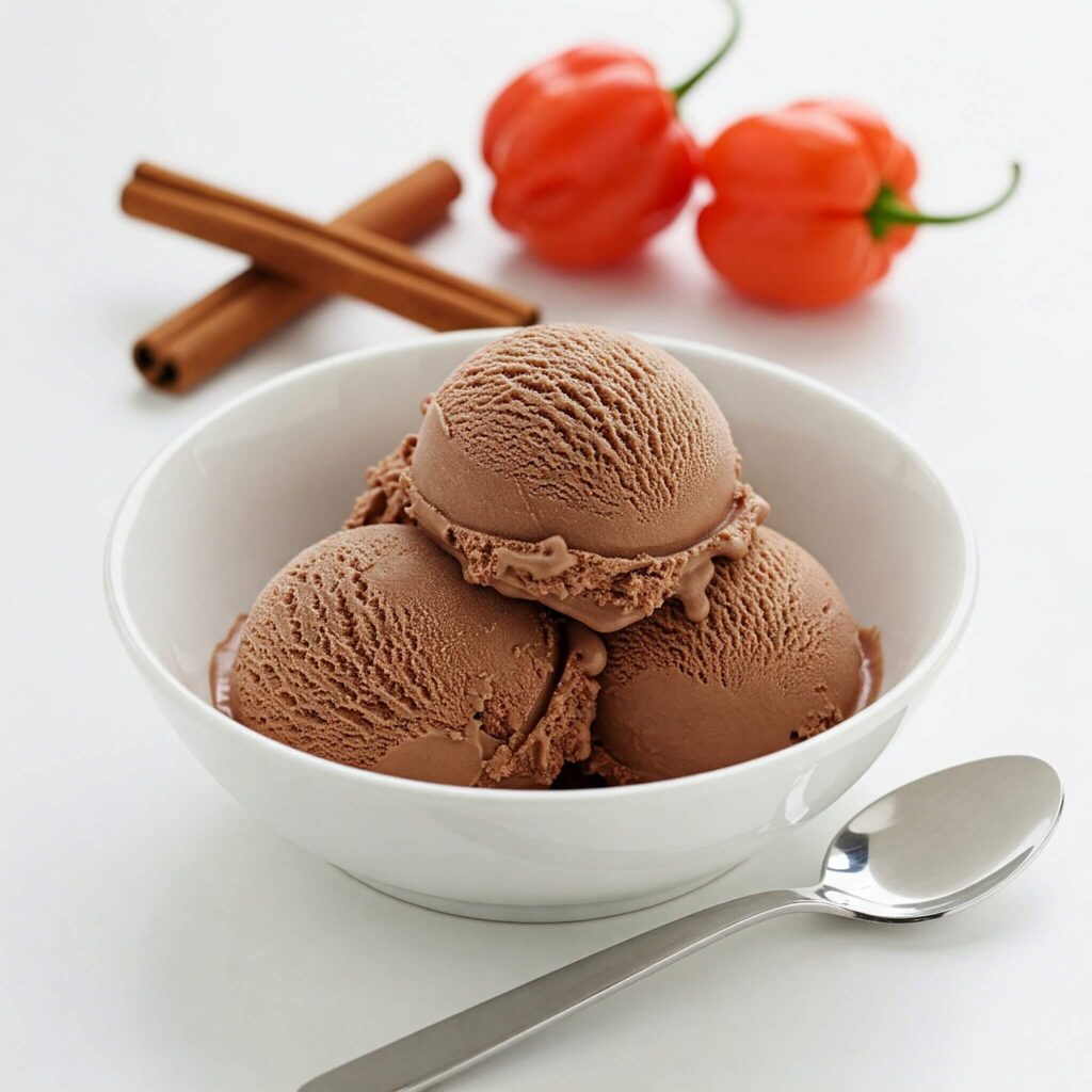 beautifully plated spicy ice cream or habanero ice cream