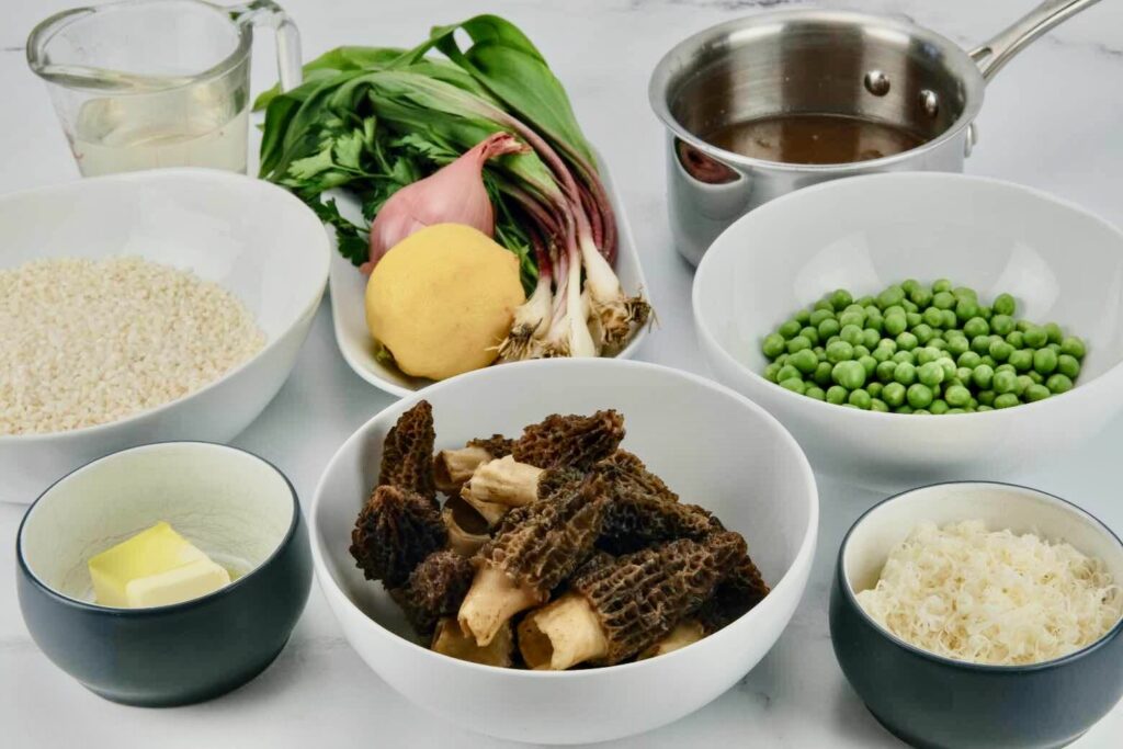 ingredients for morel mushroom risotto