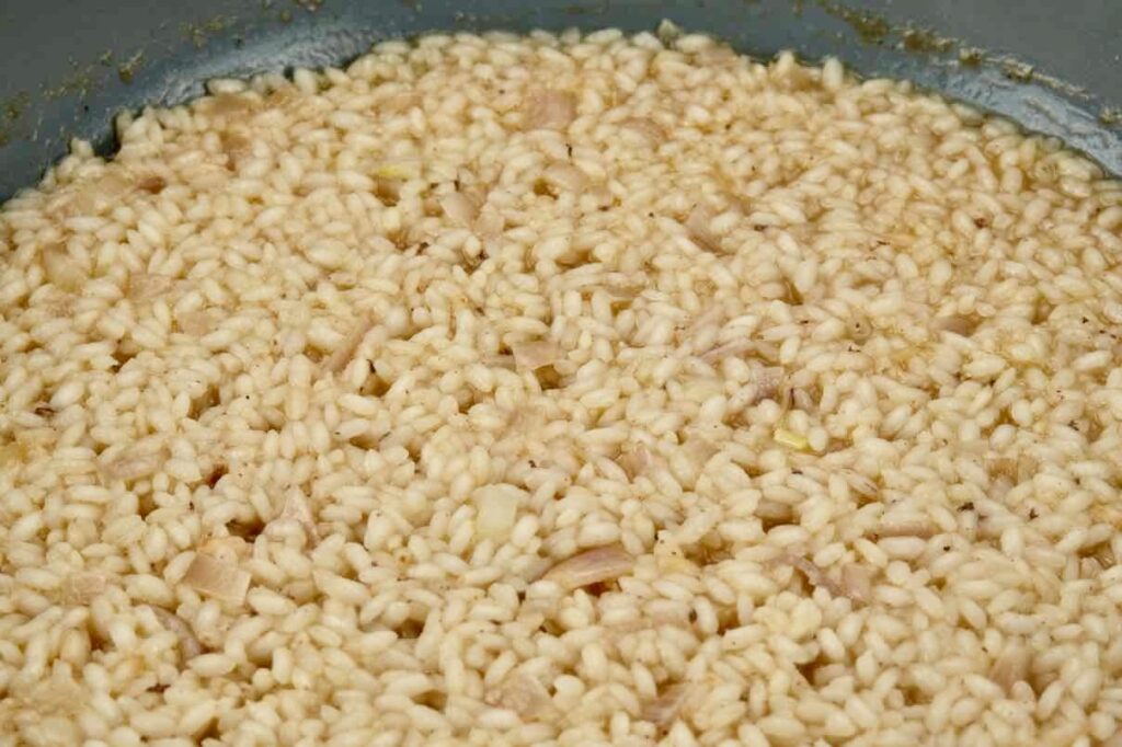 arborio rice gently cooking in wine and stock