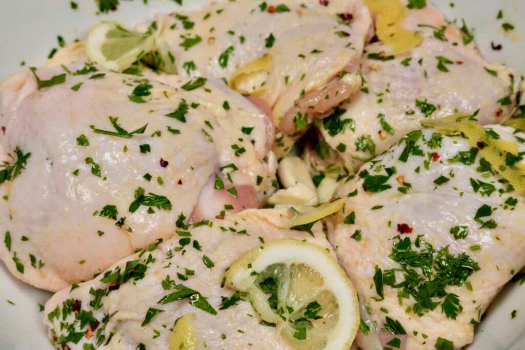 marinading chicken for the Chicken Under a Brick recipe
