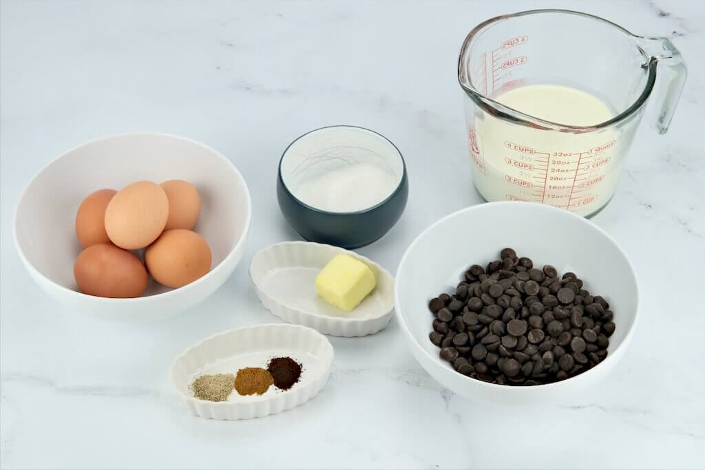 ingredients for the spiced chocolate budino recipe