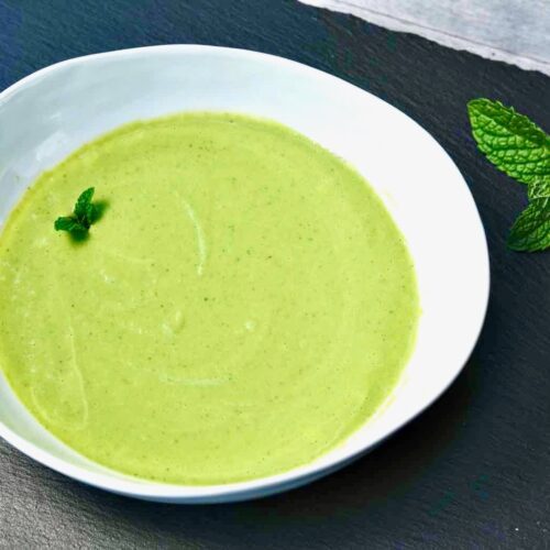 A Bright Spring Pea and Asparagus Soup with Mint