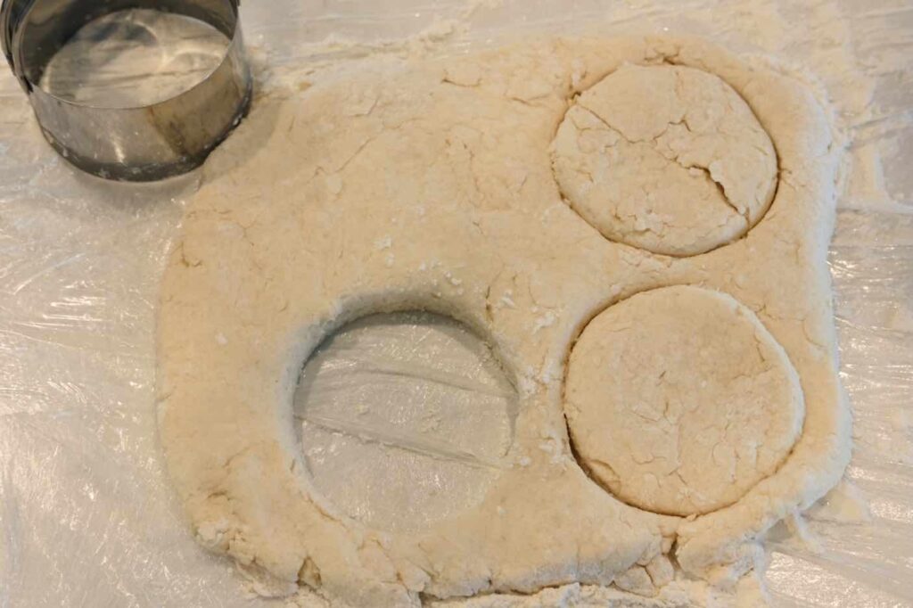 vegan sweet biscuits dough cut into round shape