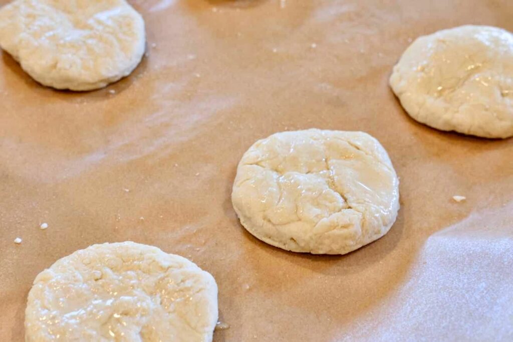 vegan sweet biscuits dough shaped into rounds ready for baking
