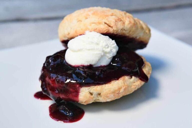 vegan sweet biscuits with blueberries and whipped cream