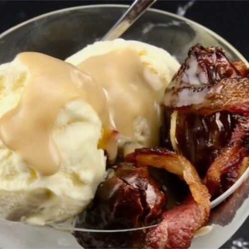 bacon from heaven recipe, served with vanilla ice cream