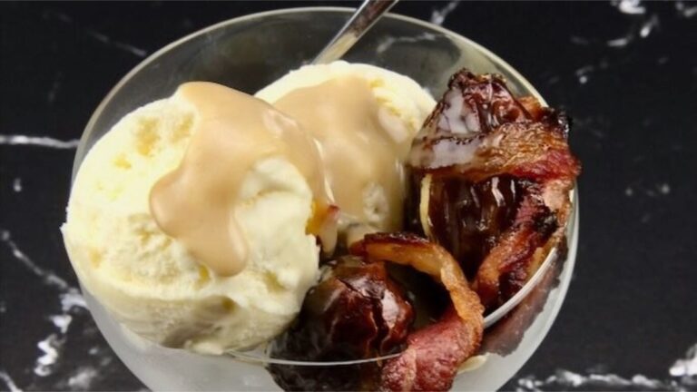 bacon from heaven recipe, served with vanilla ice cream