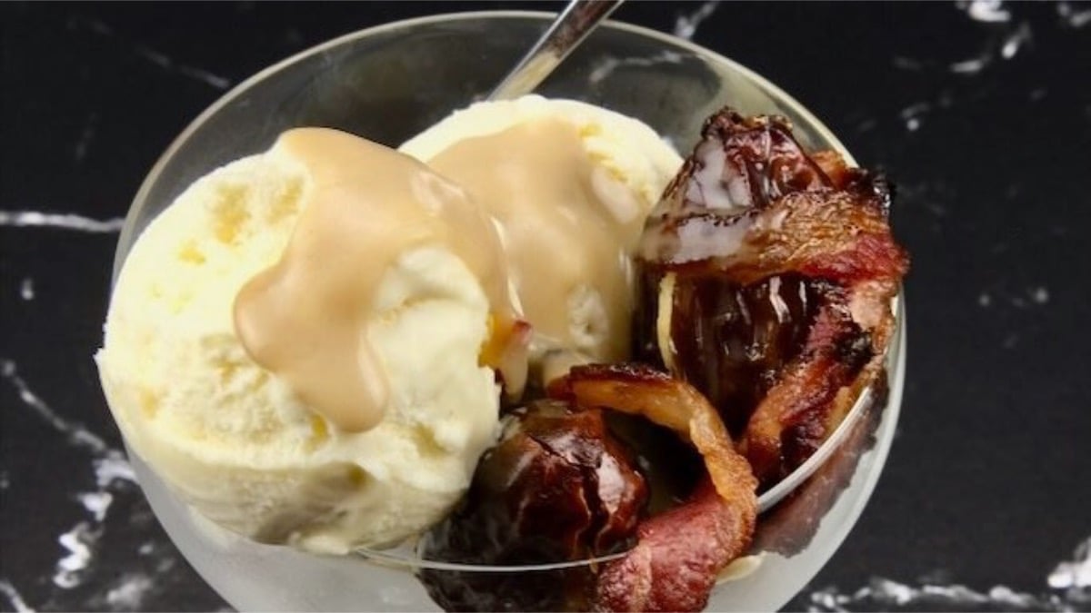 bacon from heaven recipe, served with vanilla ice cream