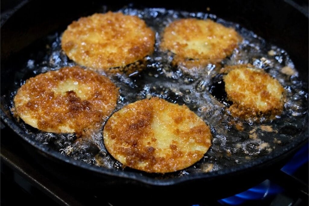 Fried eggplant for eggplant parmesan