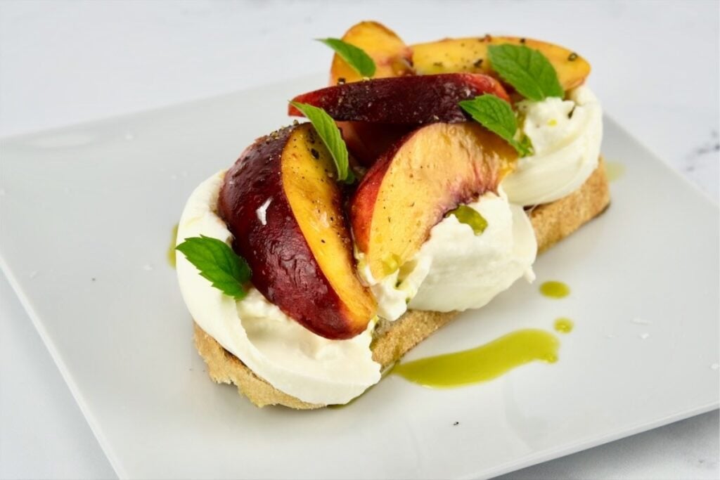 peaches and burrata