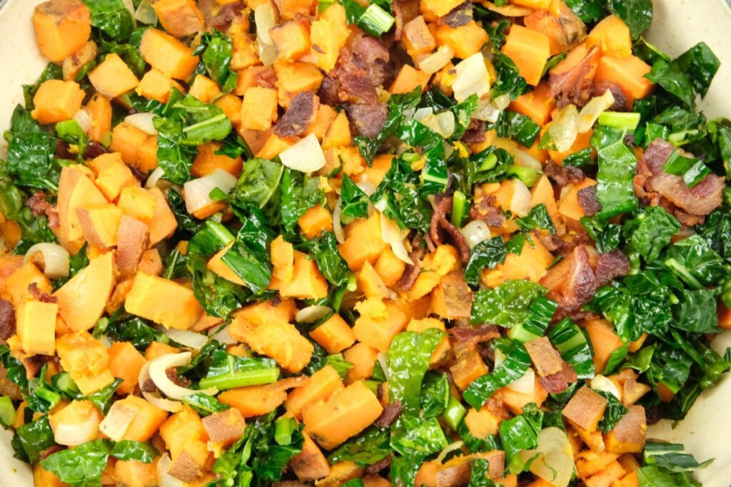sweet potato and bacon hash