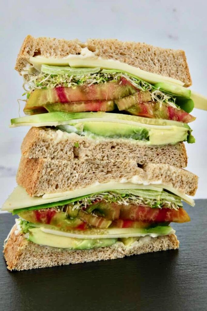 beautifully put together vegetable sandwich