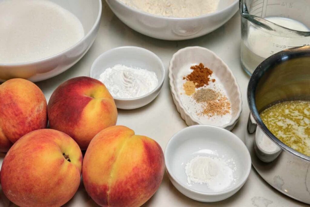 ingredients for summer peach cobbler recipe