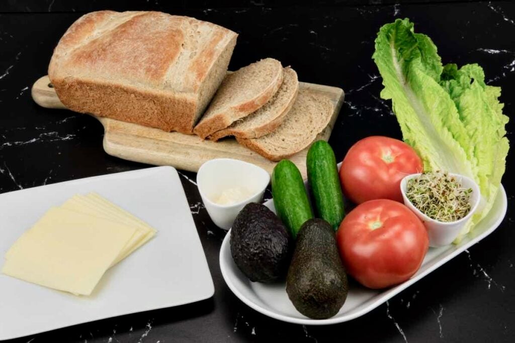 ingredients for the veggie sandwich recipe