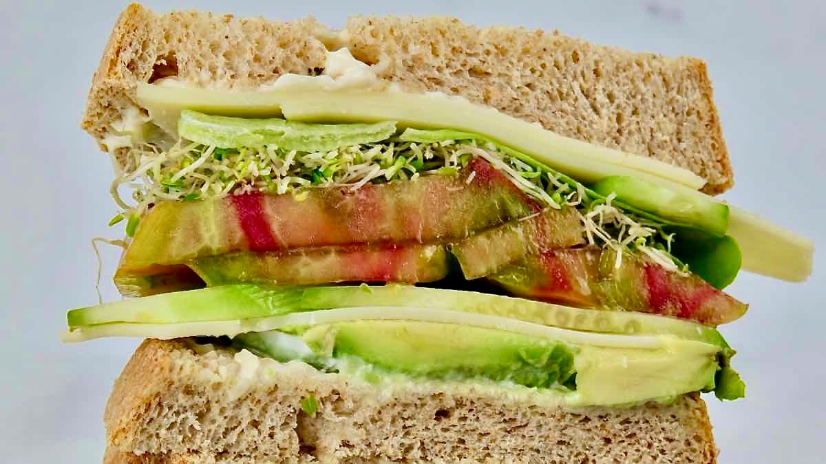 freshly made veggie sandwich