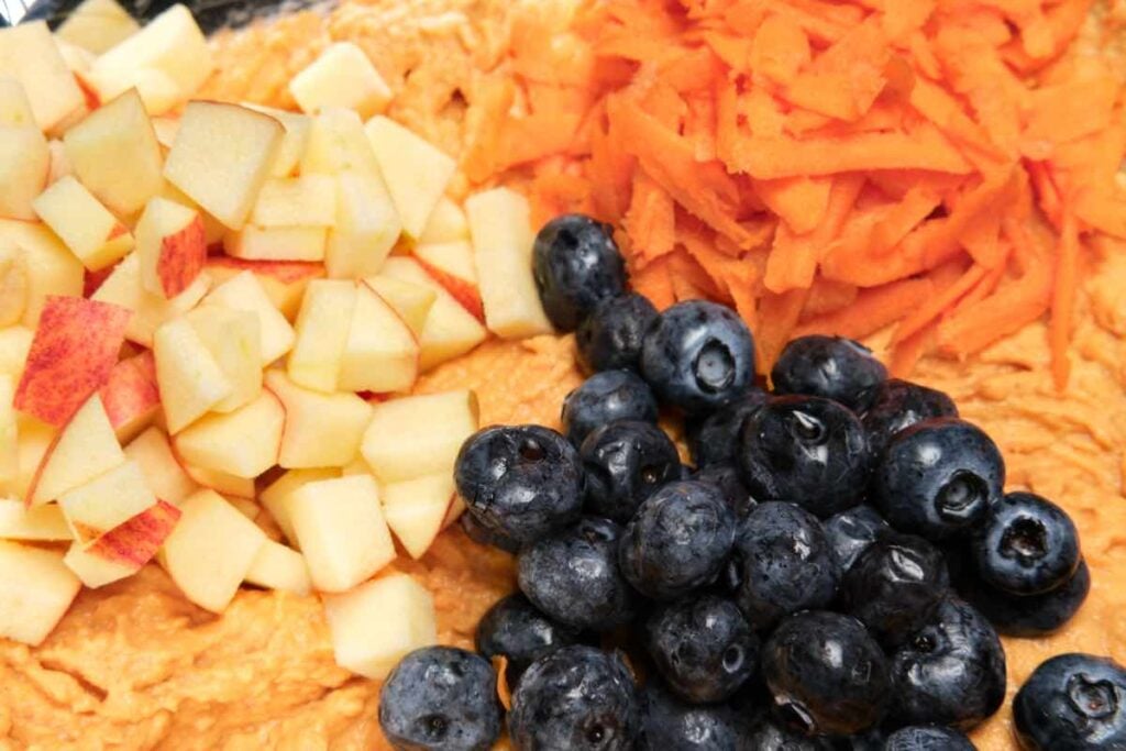 apple, carrots, and blueberries for healthy homemade dog treats