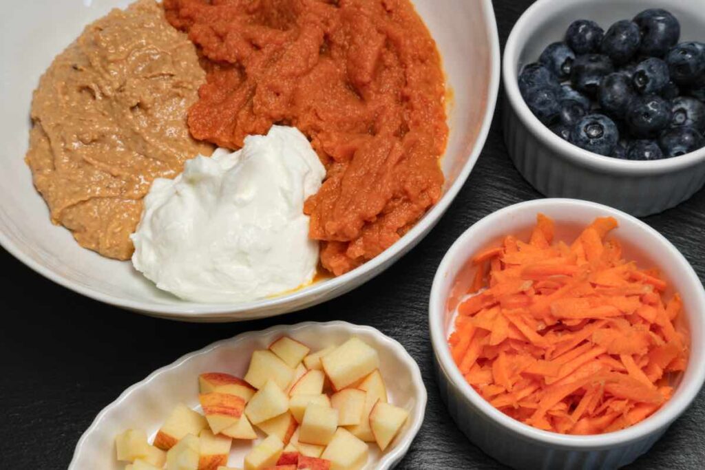 ingredients for the homemade frozen dog treats recipe