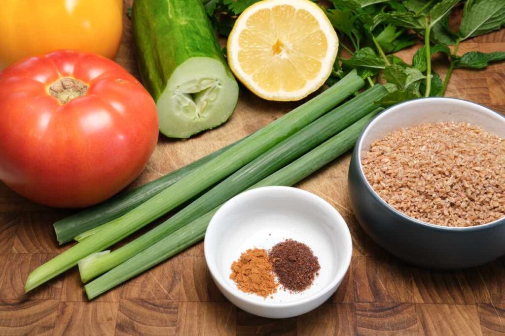 ingredients for tabbouleh salad recipe (tabouli salad)