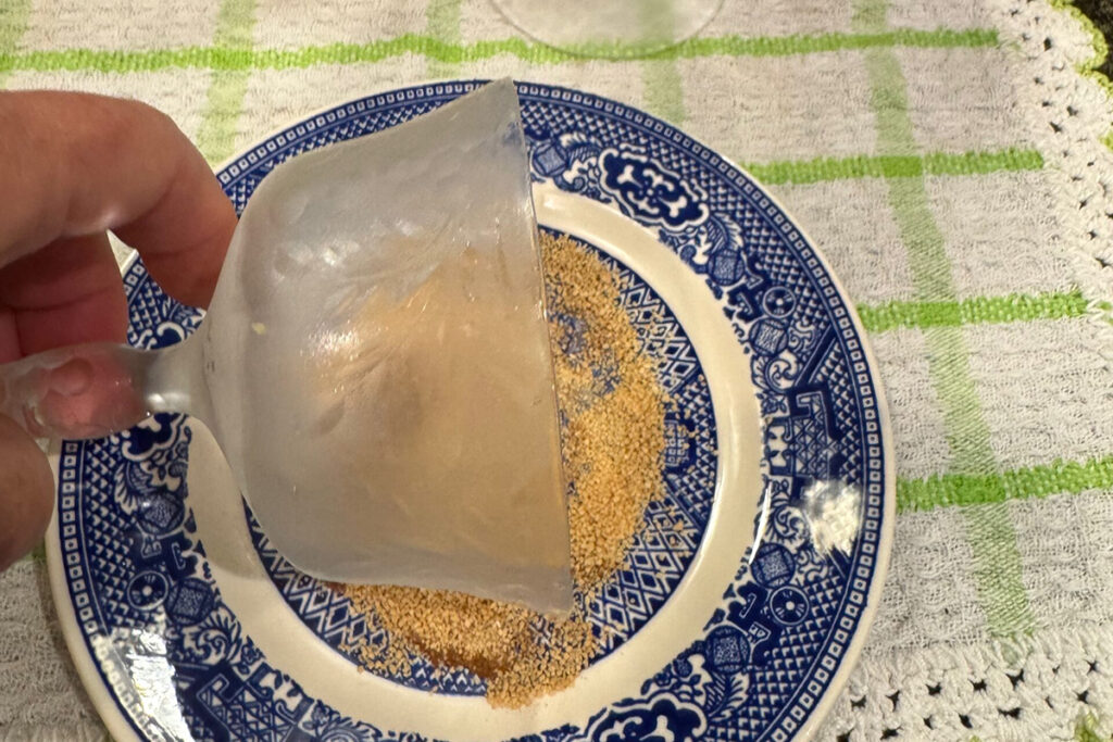 coupe glasses dipped in honey crystals and cinnamon