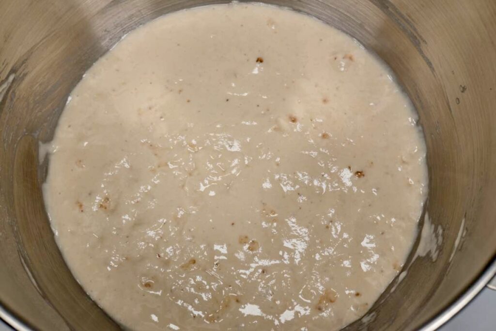 preparing challah sponge for the easy challah bread recipe