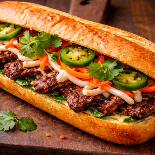 Grilled beef banh mi