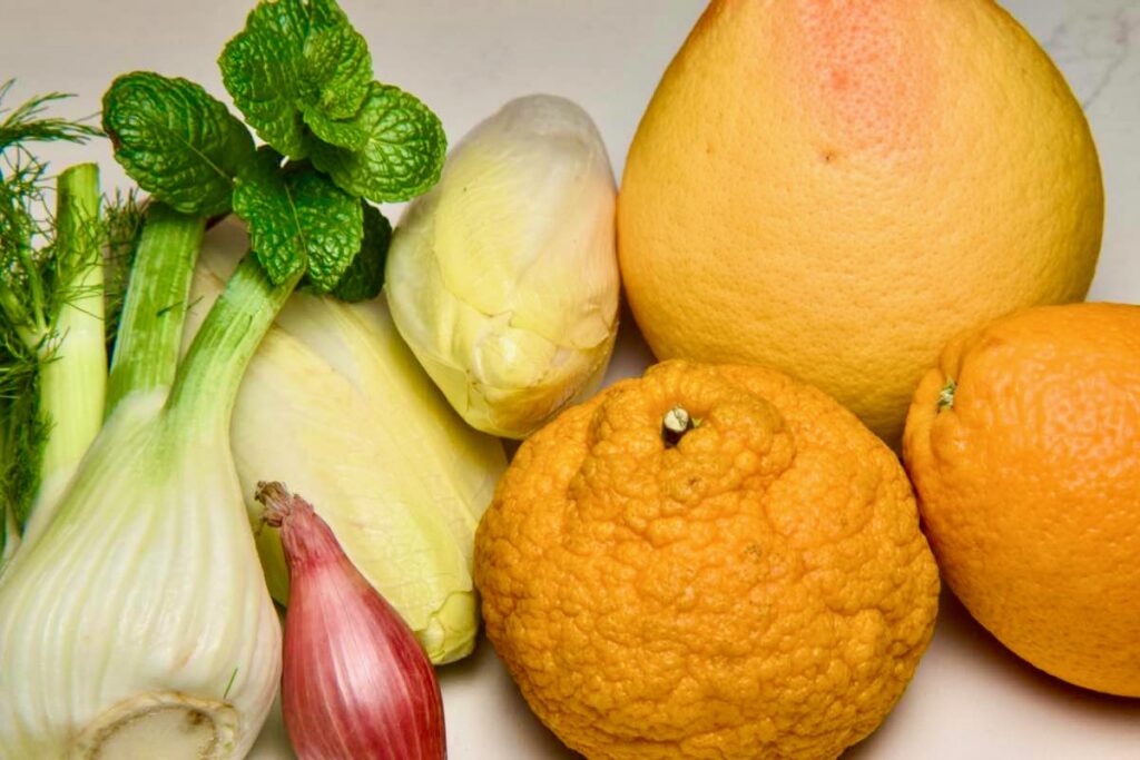 Winter citrus salad ingredients