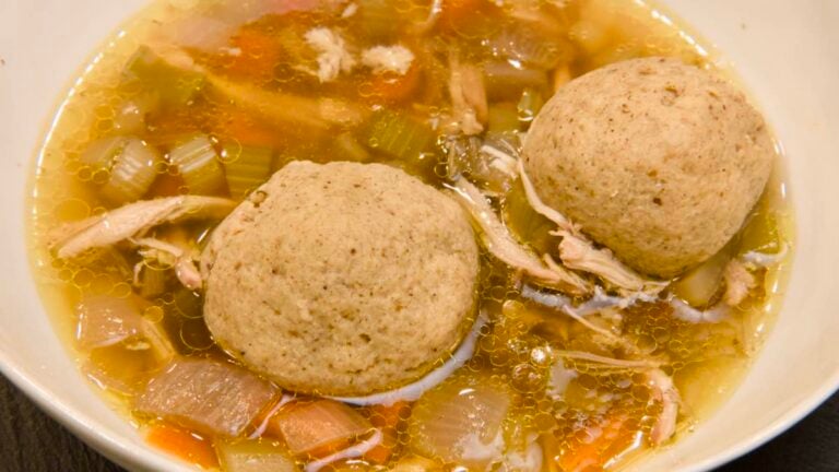 matzo ball soup with fluffy matzo balls